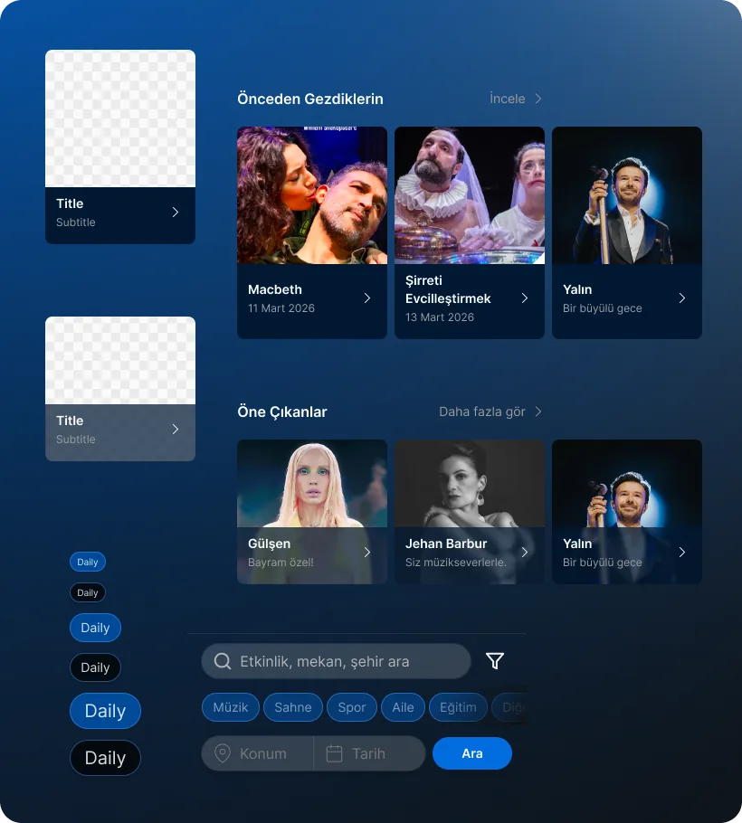 Biletix design system approach — shared UI patterns across flows